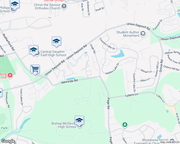 map of restaurants, bars, coffee shops, grocery stores, and more near 5529 Partridge Court in Harrisburg