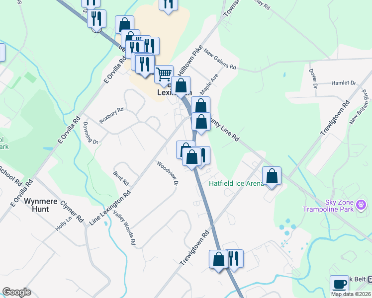 map of restaurants, bars, coffee shops, grocery stores, and more near 900 Bethlehem Pike in Colmar
