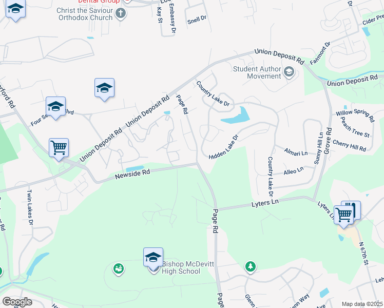 map of restaurants, bars, coffee shops, grocery stores, and more near 1104 Day Star Drive in Harrisburg