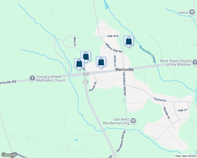 map of restaurants, bars, coffee shops, grocery stores, and more near 7 Humer Drive in Mechanicsburg