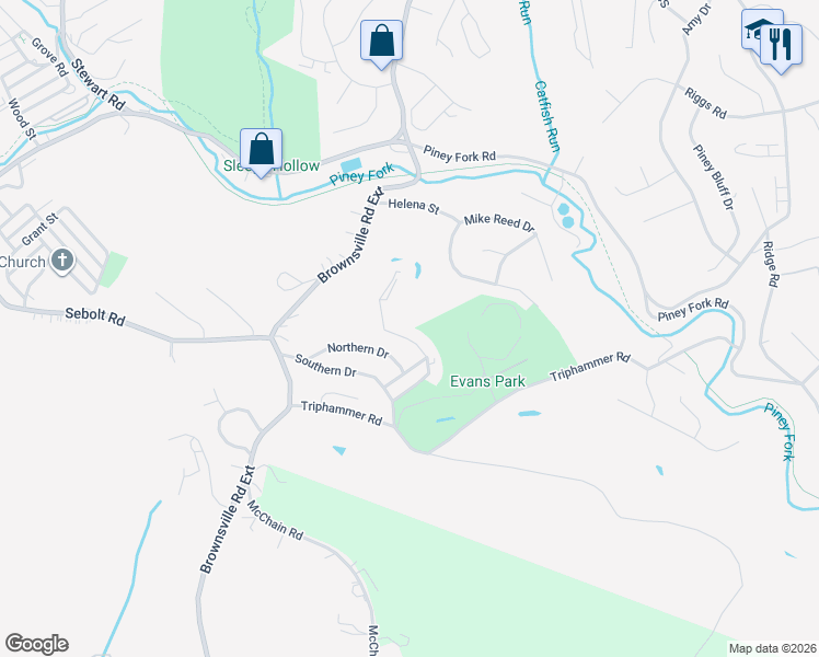 map of restaurants, bars, coffee shops, grocery stores, and more near 3129 Ridgeway Dr in South Park Township