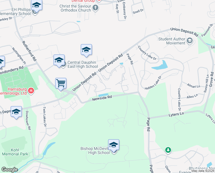 map of restaurants, bars, coffee shops, grocery stores, and more near 5428 Autumn Drive in Harrisburg