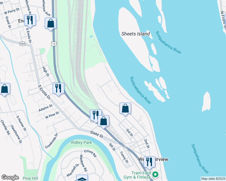 map of restaurants, bars, coffee shops, grocery stores, and more near in Enola