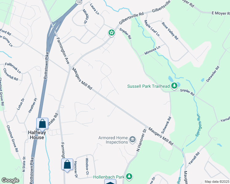 map of restaurants, bars, coffee shops, grocery stores, and more near 136 Butternut Drive in Pottstown