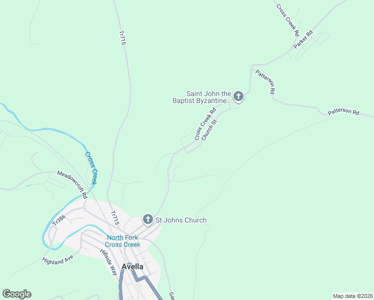 map of restaurants, bars, coffee shops, grocery stores, and more near 116 Cross Creek Road in Avella