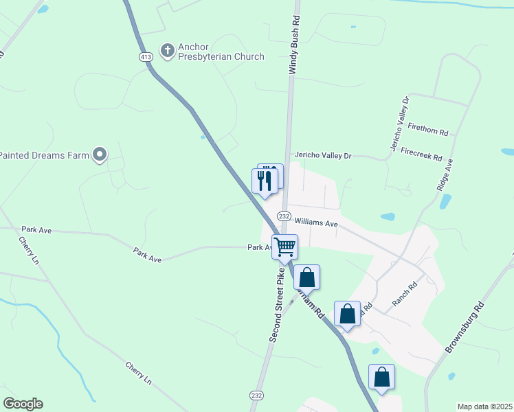 map of restaurants, bars, coffee shops, grocery stores, and more near in Penns Park