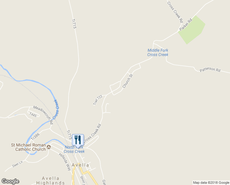 map of restaurants, bars, coffee shops, grocery stores, and more near 116 Cross Creek Road in Avella