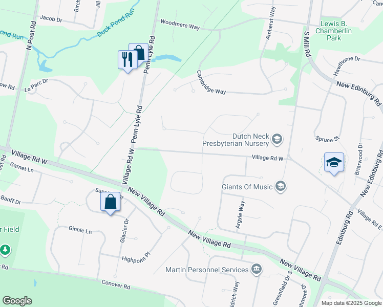 map of restaurants, bars, coffee shops, grocery stores, and more near 551 Village Road West in West Windsor Township