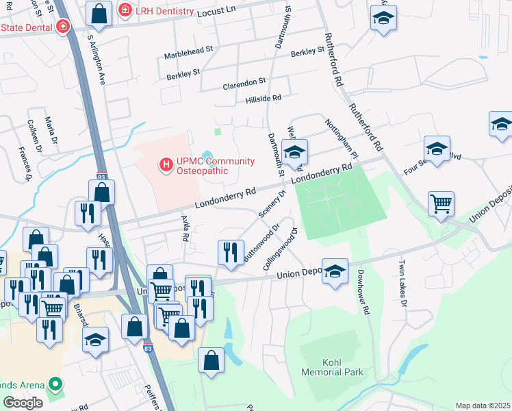 map of restaurants, bars, coffee shops, grocery stores, and more near 914 Lakewood Drive in Harrisburg