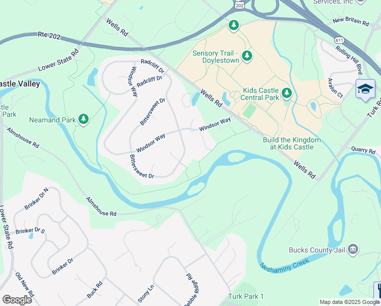 map of restaurants, bars, coffee shops, grocery stores, and more near 64 Bittersweet Drive in Doylestown
