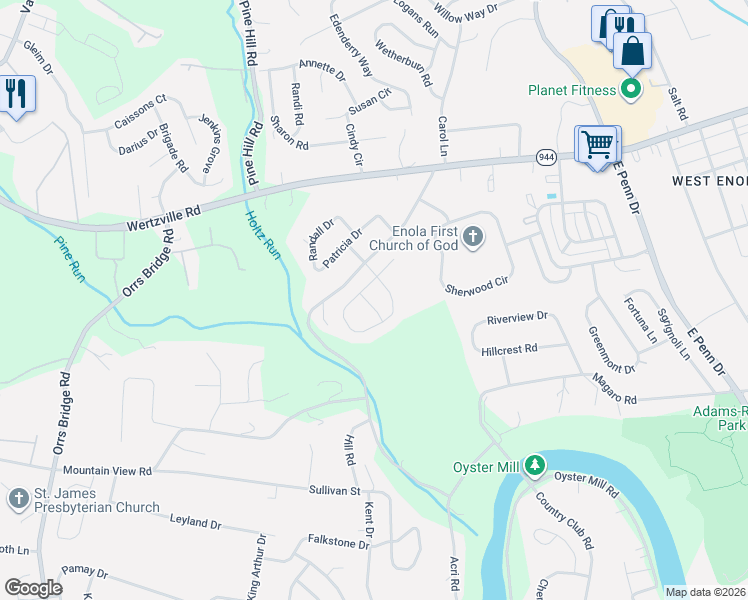 map of restaurants, bars, coffee shops, grocery stores, and more near 11 Tommy Lane in Enola