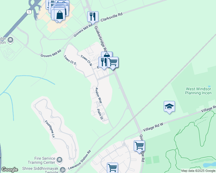 map of restaurants, bars, coffee shops, grocery stores, and more near 4100 Quakerbridge Road in Lawrence Township