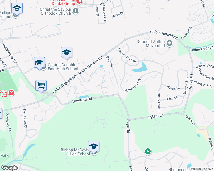 map of restaurants, bars, coffee shops, grocery stores, and more near 5529 Partridge Court in Harrisburg