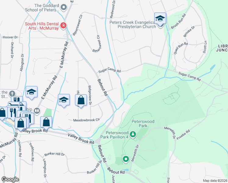 map of restaurants, bars, coffee shops, grocery stores, and more near 860 Bebout Road in Venetia