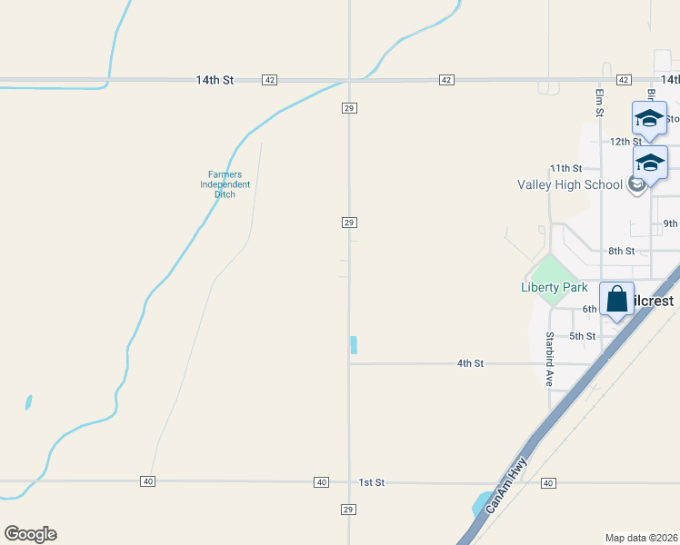 map of restaurants, bars, coffee shops, grocery stores, and more near 19487 County Road 29 in Platteville