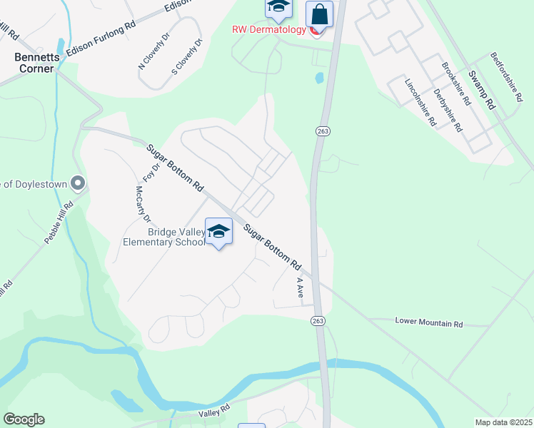 map of restaurants, bars, coffee shops, grocery stores, and more near 2205 Sugar Bottom Road in Furlong