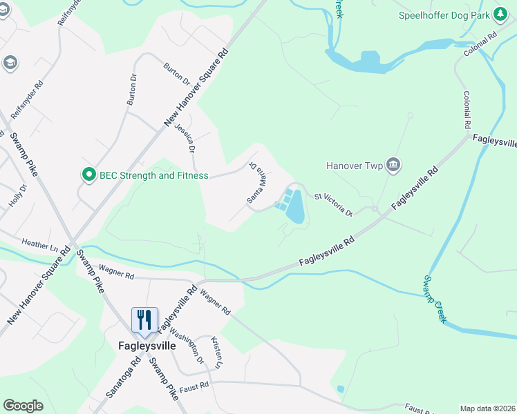 map of restaurants, bars, coffee shops, grocery stores, and more near 2509 Saint Victoria Drive in Gilbertsville
