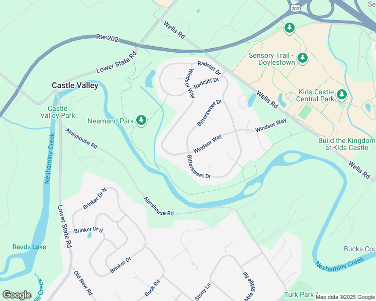 map of restaurants, bars, coffee shops, grocery stores, and more near 247 Windsor Way in Doylestown