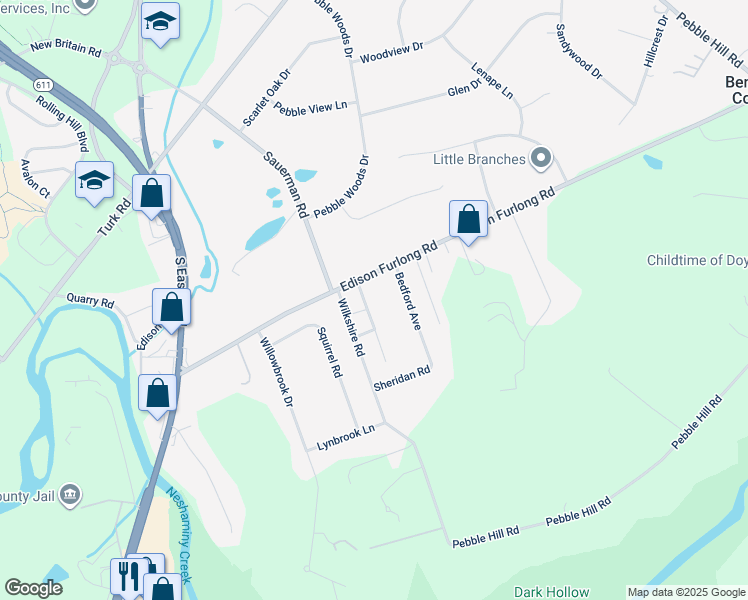 map of restaurants, bars, coffee shops, grocery stores, and more near 9 Tremont Avenue in Doylestown