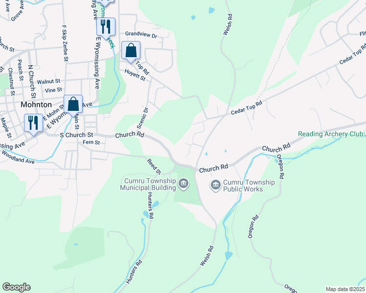 map of restaurants, bars, coffee shops, grocery stores, and more near 116 Lost Lane in Reading