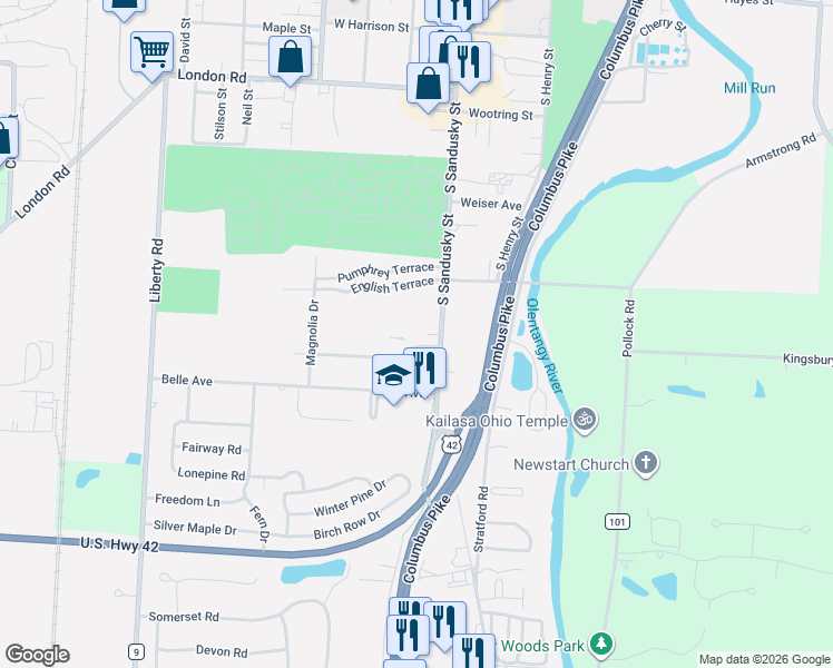 map of restaurants, bars, coffee shops, grocery stores, and more near 36 Birch Bend in Delaware
