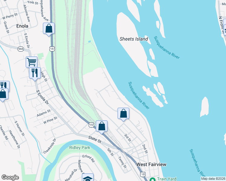 map of restaurants, bars, coffee shops, grocery stores, and more near 22 Stewart Lane in Enola