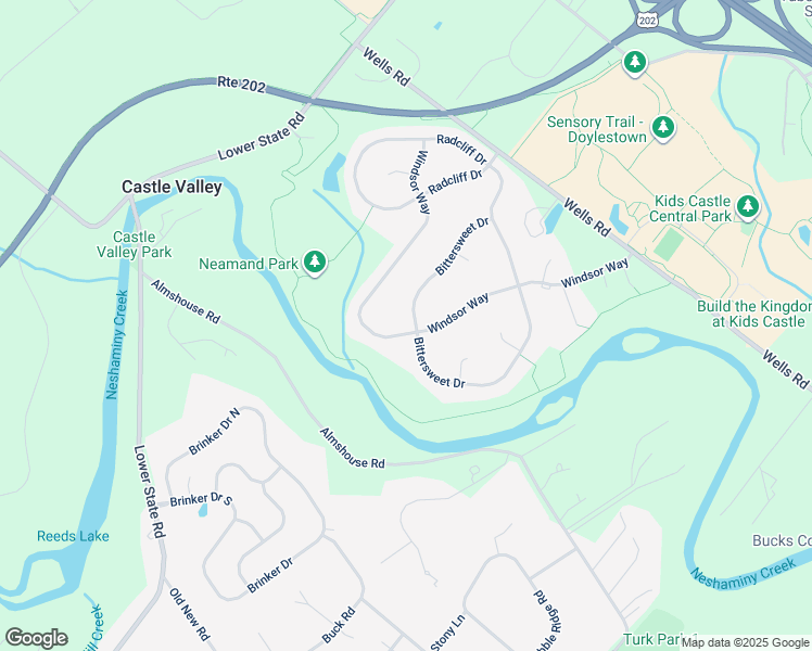 map of restaurants, bars, coffee shops, grocery stores, and more near 247 Windsor Way in Doylestown