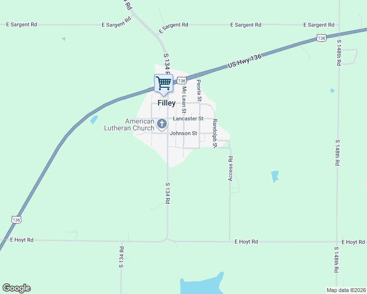 map of restaurants, bars, coffee shops, grocery stores, and more near 510 McLean in Filley