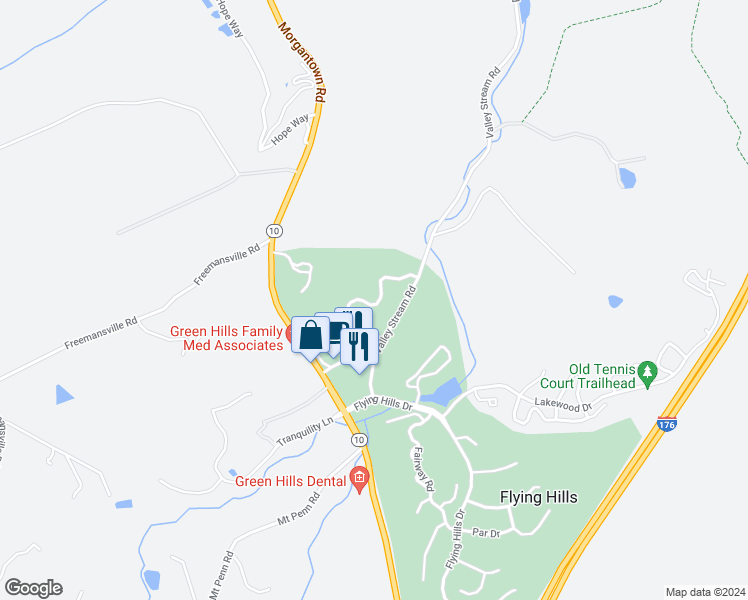 map of restaurants, bars, coffee shops, grocery stores, and more near 95 Medinah Drive in Reading