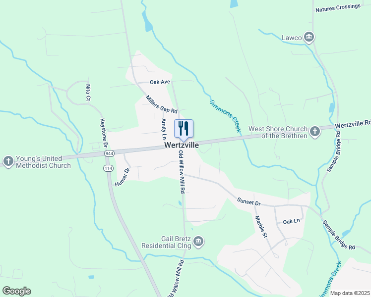 map of restaurants, bars, coffee shops, grocery stores, and more near 6993 Wertzville Road in Mechanicsburg