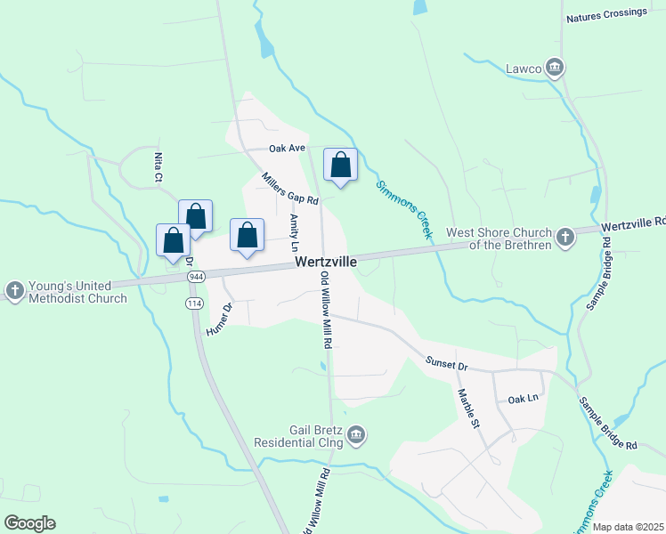 map of restaurants, bars, coffee shops, grocery stores, and more near 6993 Wertzville Road in Mechanicsburg