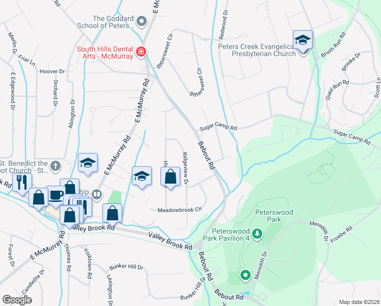 map of restaurants, bars, coffee shops, grocery stores, and more near 889 Bebout Road in Venetia