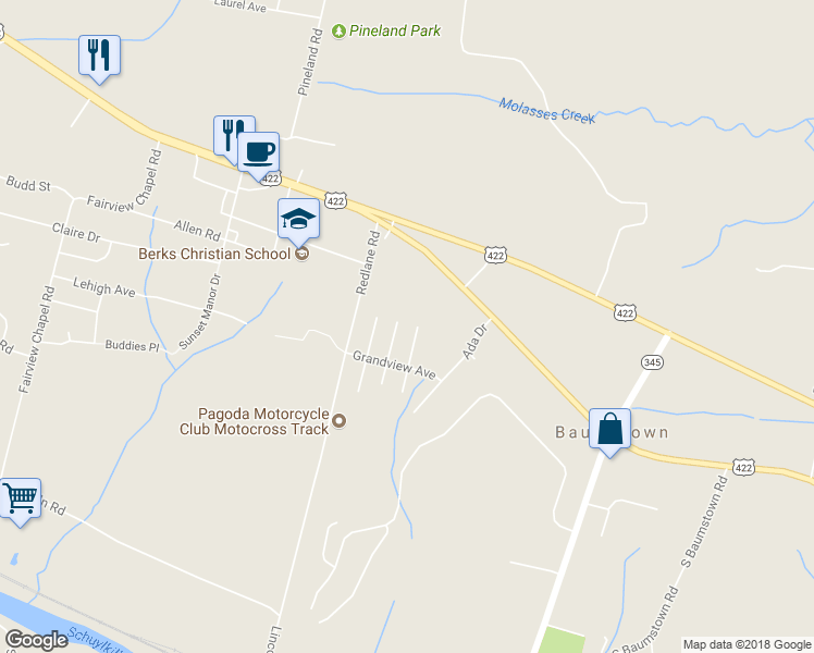 map of restaurants, bars, coffee shops, grocery stores, and more near 329 Lebanon Ave in Birdsboro