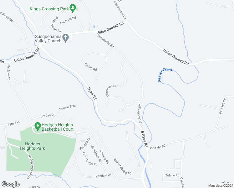 map of restaurants, bars, coffee shops, grocery stores, and more near 6450 Huntsmen Drive in Harrisburg