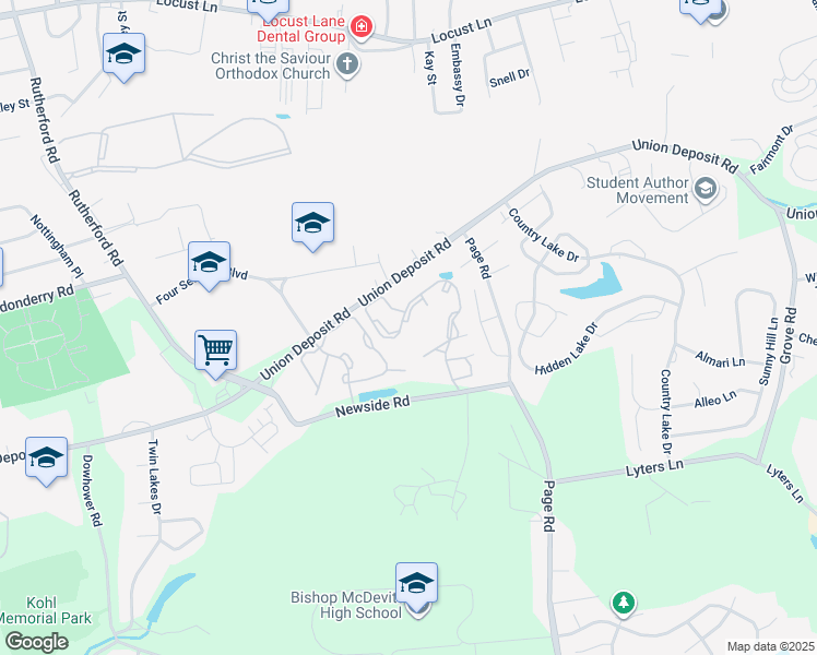 map of restaurants, bars, coffee shops, grocery stores, and more near 1171 Summerwood Drive in Harrisburg