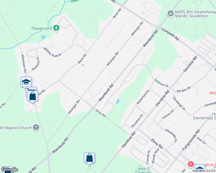 map of restaurants, bars, coffee shops, grocery stores, and more near 517 Clearview Drive in Souderton