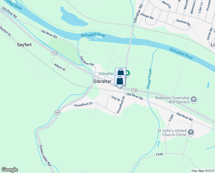 map of restaurants, bars, coffee shops, grocery stores, and more near 3360 Main Street in Birdsboro