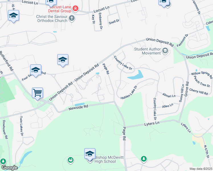 map of restaurants, bars, coffee shops, grocery stores, and more near 1104 Day Star Drive in Harrisburg