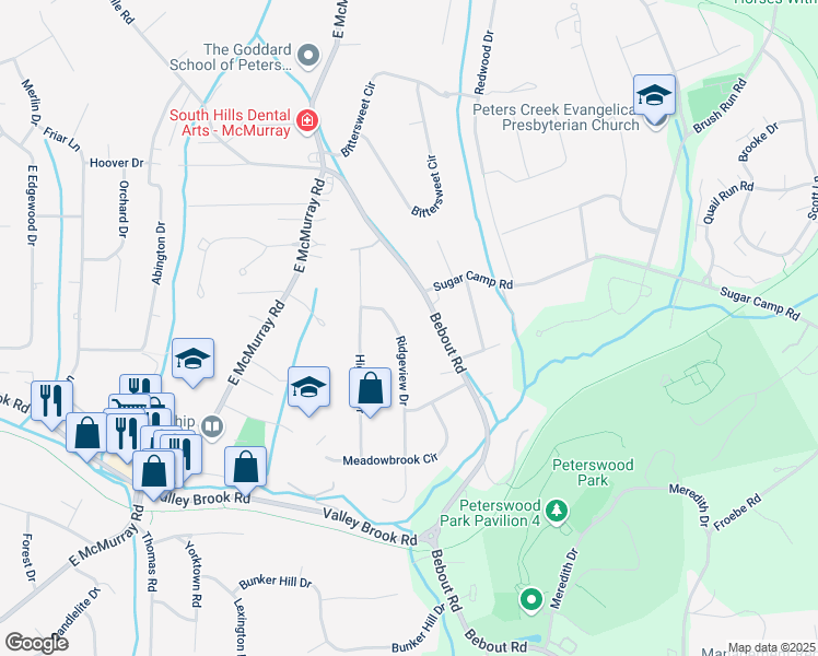 map of restaurants, bars, coffee shops, grocery stores, and more near 889 Bebout Road in Venetia