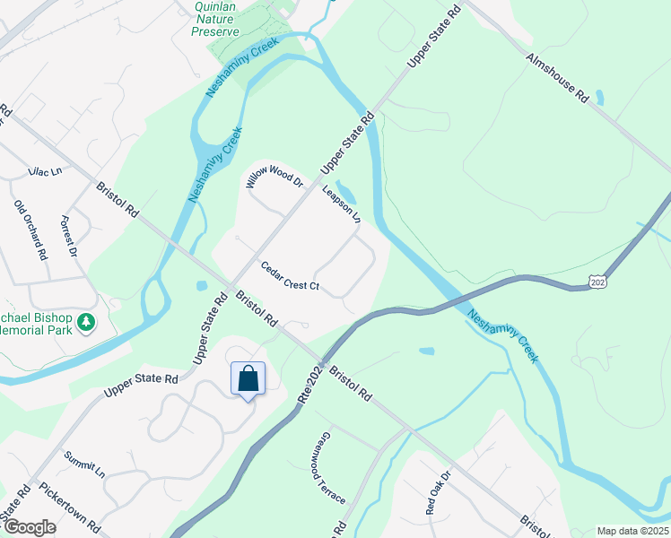 map of restaurants, bars, coffee shops, grocery stores, and more near 23 Leapson Lane in Doylestown