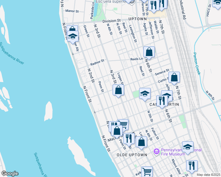 map of restaurants, bars, coffee shops, grocery stores, and more near 248 Seneca Street in Harrisburg