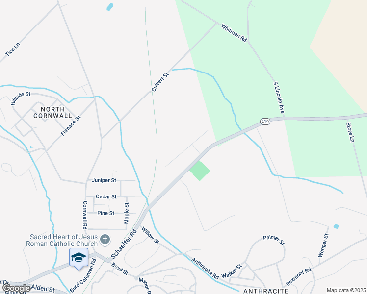 map of restaurants, bars, coffee shops, grocery stores, and more near 227 Juniper Street in Lebanon