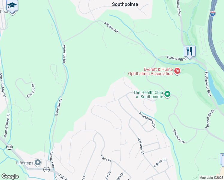map of restaurants, bars, coffee shops, grocery stores, and more near 1017 Buck Run Road in Canonsburg
