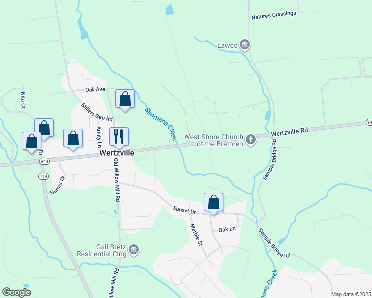 map of restaurants, bars, coffee shops, grocery stores, and more near 6961 Wertzville Rd in Enola