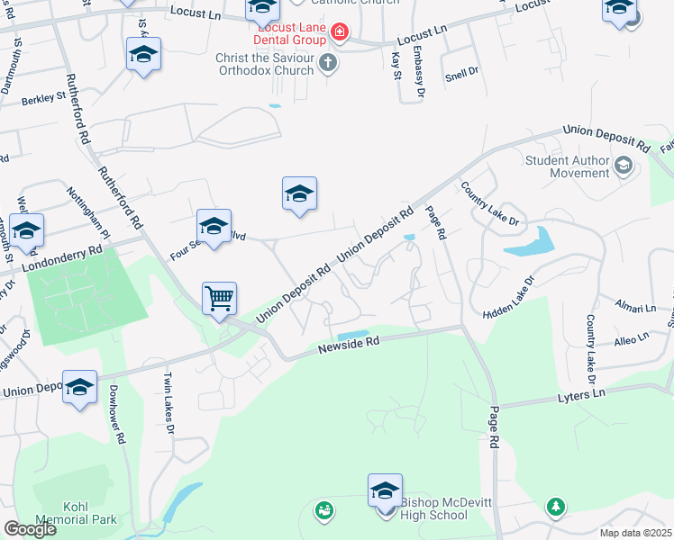map of restaurants, bars, coffee shops, grocery stores, and more near 1163 Pond Road in Harrisburg