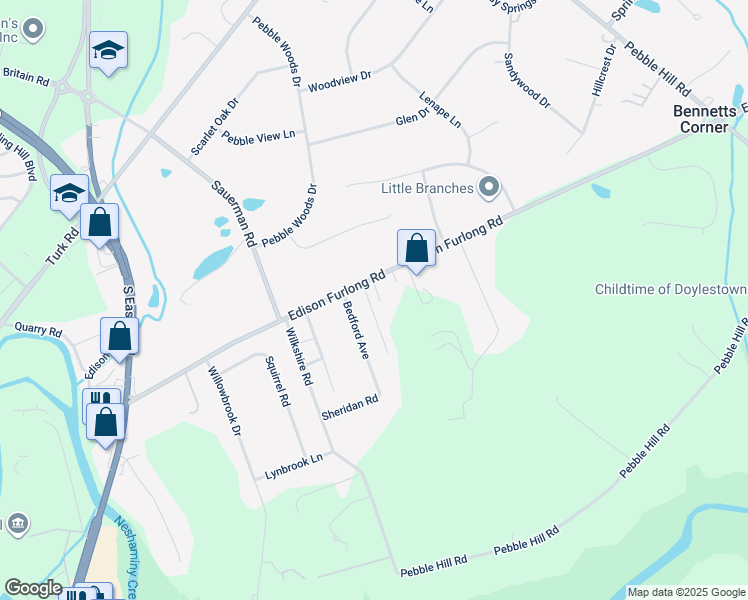 map of restaurants, bars, coffee shops, grocery stores, and more near 17 Philena Avenue in Doylestown