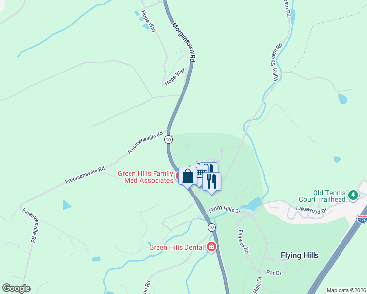 map of restaurants, bars, coffee shops, grocery stores, and more near 1 Pine Woods Court in Reading