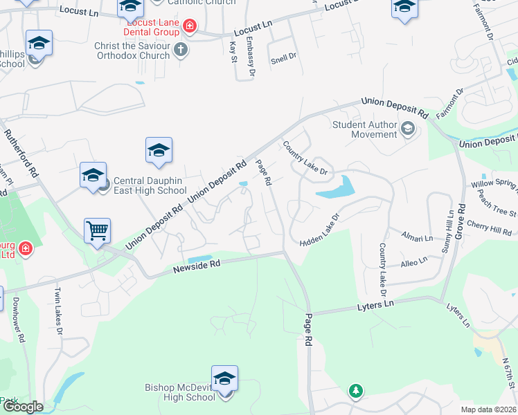 map of restaurants, bars, coffee shops, grocery stores, and more near 1144 Day Star Drive in Harrisburg