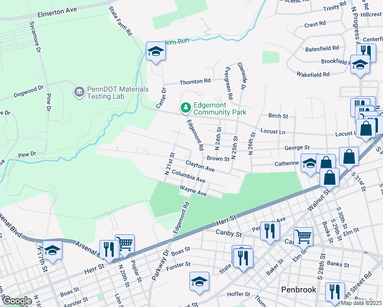 map of restaurants, bars, coffee shops, grocery stores, and more near 1309 North 22nd Street in Harrisburg