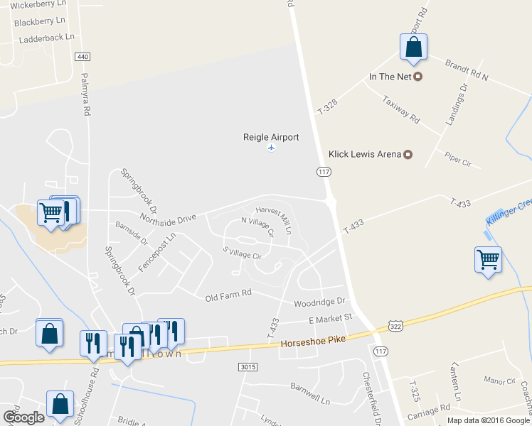 map of restaurants, bars, coffee shops, grocery stores, and more near 119 Harvest Mill Lane in Palmyra